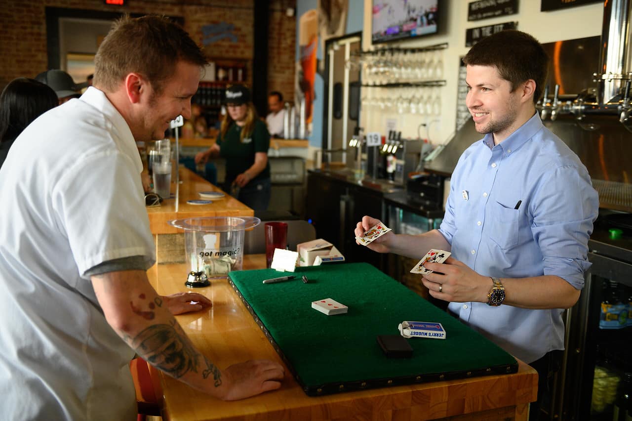Close-up magic at a bar